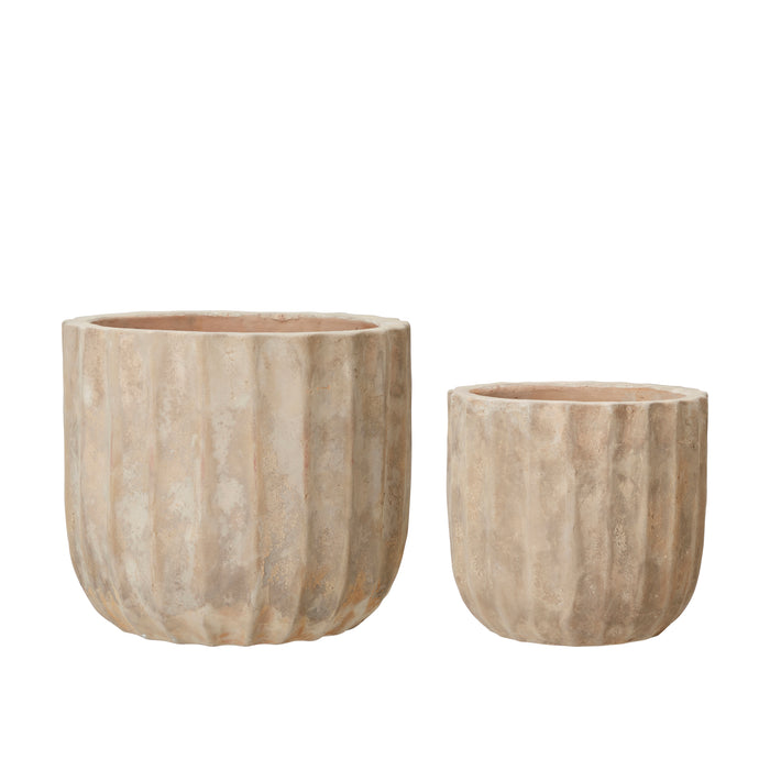 Fedora outdoor pot set by Wikholmform in antique terracotta