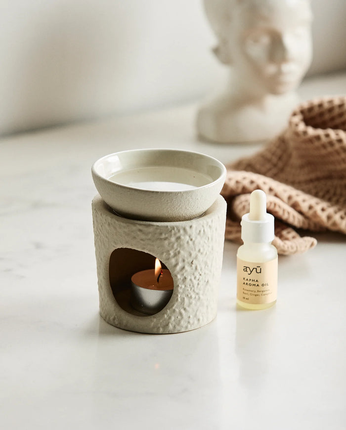 Ayu Aroma Burner, White Ivory Ceramic Stoneware, by Nordal