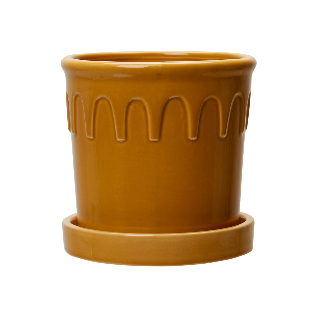 Close-up of ceramic glaze and curved shape of Lykke pots