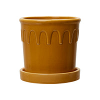 Close-up of ceramic glaze and curved shape of Lykke pots