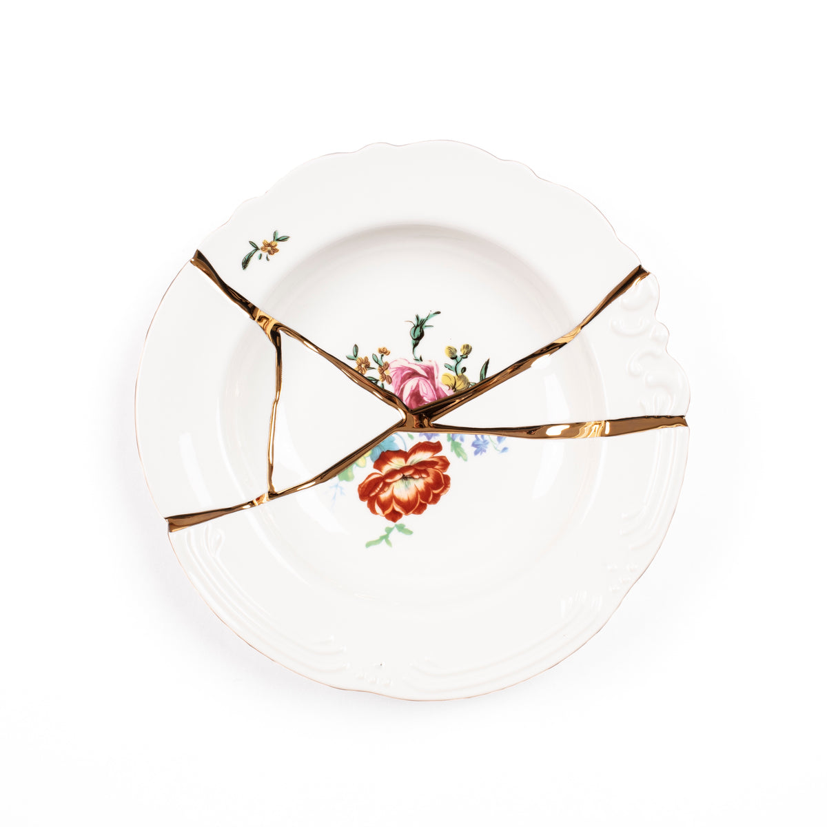 Seletti Kintsugi Pasta Soup Plate - Porcelain with 24K Gold Detailing