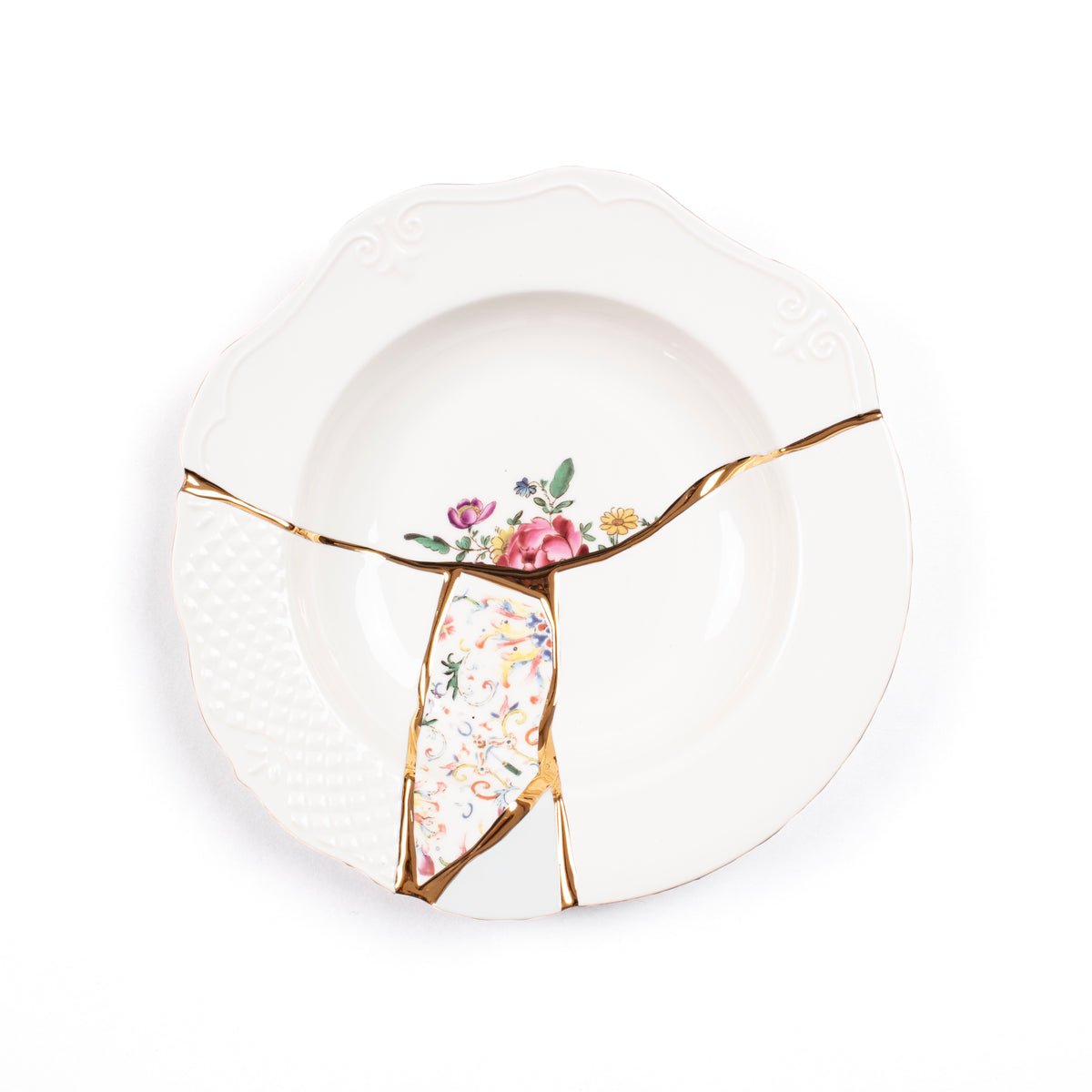 Seletti Kintsugi Pasta Soup Plate - Porcelain with 24K Gold Detailing