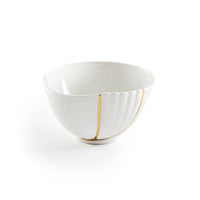 Seletti Kintsugi Small Fruit Bowl - Handmade Porcelain with 24K Gold Detailing