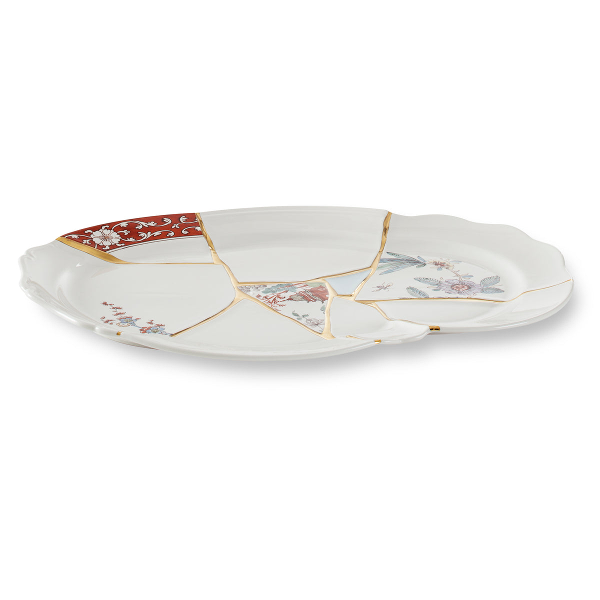 Seletti Kintsugi Tray - Handcrafted Porcelain Serving Platter with 24K Gold