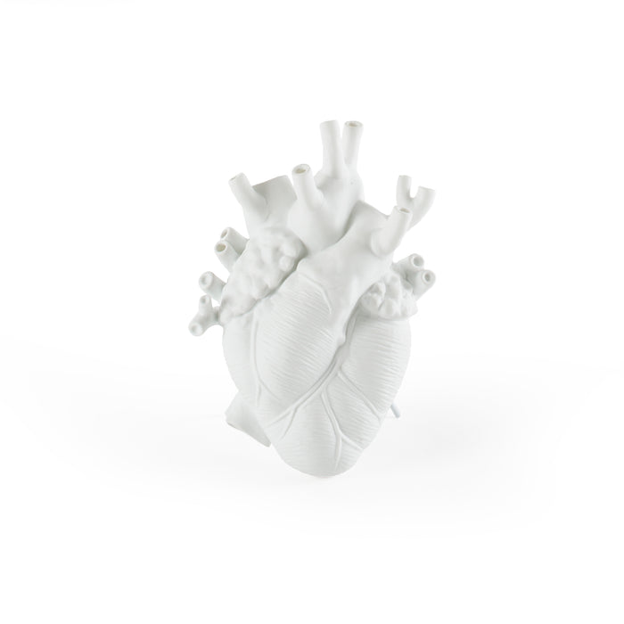 Seletti Love In Bloom White Porcelain Heart Vase - Anatomical Heart Design