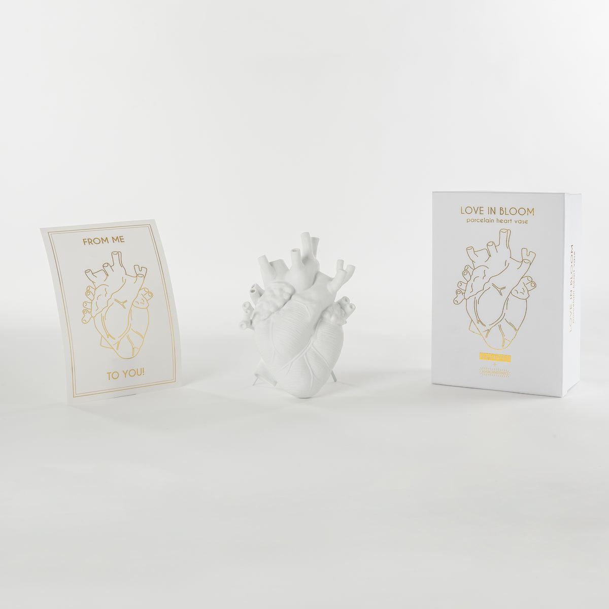Seletti Love In Bloom White Porcelain Heart Vase - Anatomical Heart Design