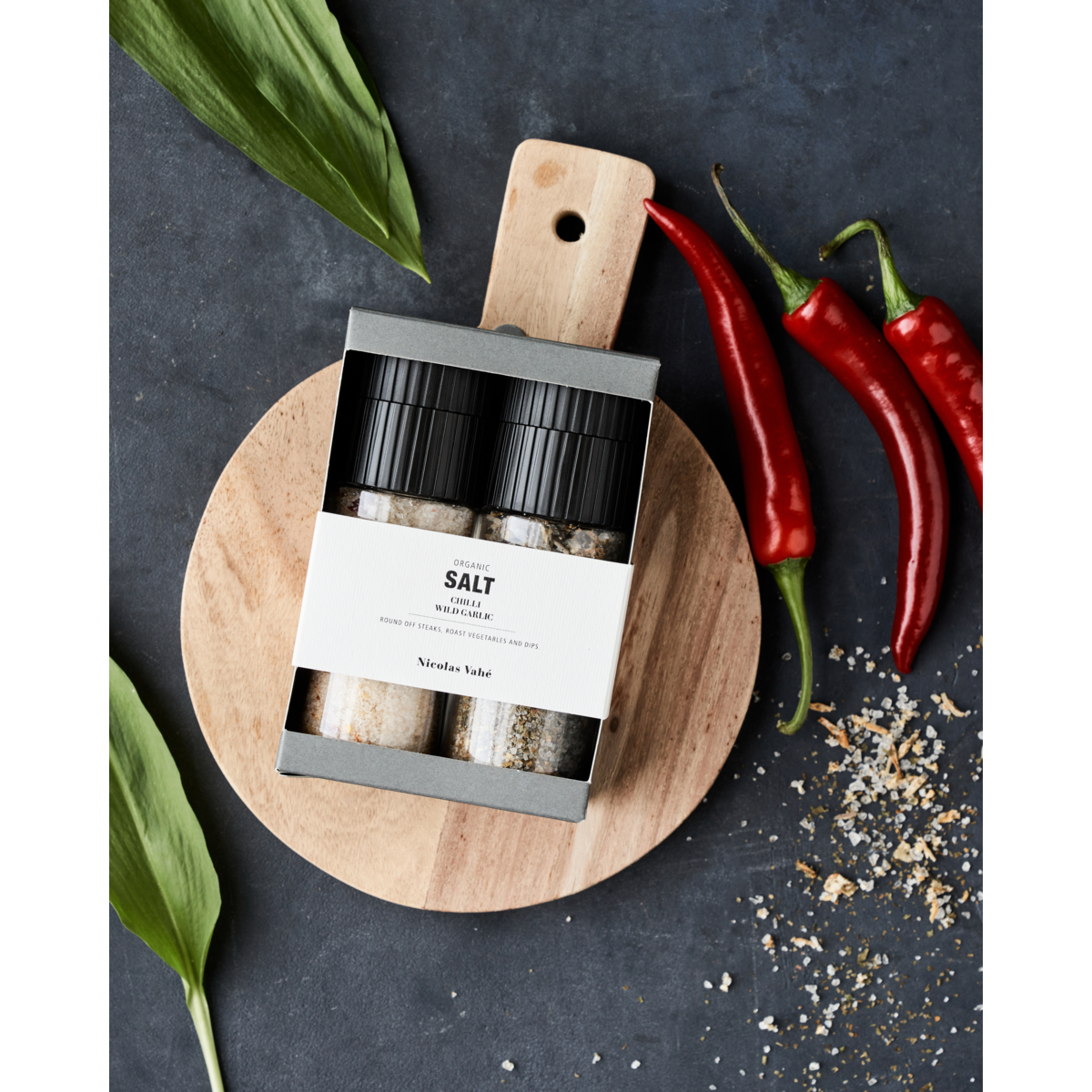 Organic Chilli Salt & Wild Garlic Salt Gift Box by Nicolas Vahé