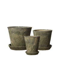 Set of 3 grey indoor planters with subtle speckled glaze