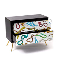 Seletti chest of drawers with colourful snakes design for eclectic homes