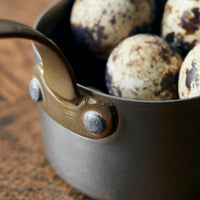 Presentation Sauce Pans, Set of 2, Silver Finish with Brass Handles, by Nicolas Vahe