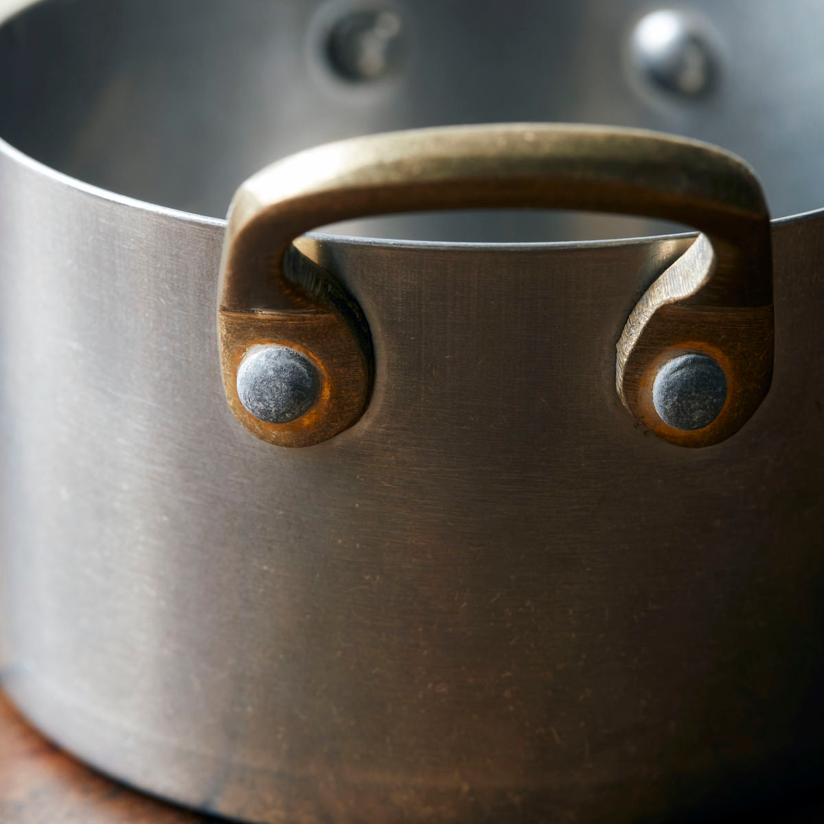 Presentation Pots Pans, Set of 2, Silver Finish with Brass Handles, by Nicolas Vahe