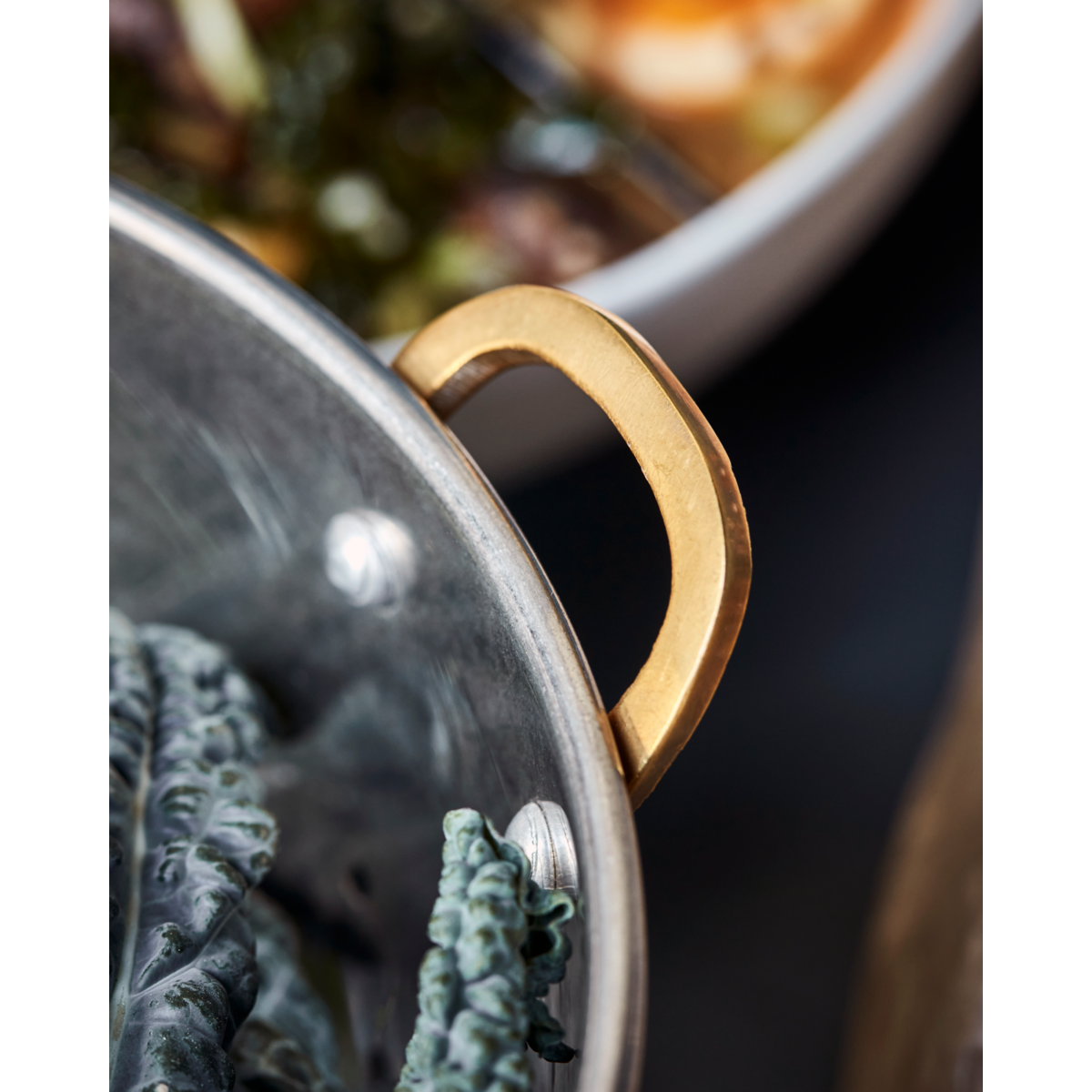 Stainless Steel Colander with Brass Accents (21cm) by Nicolas Vahé