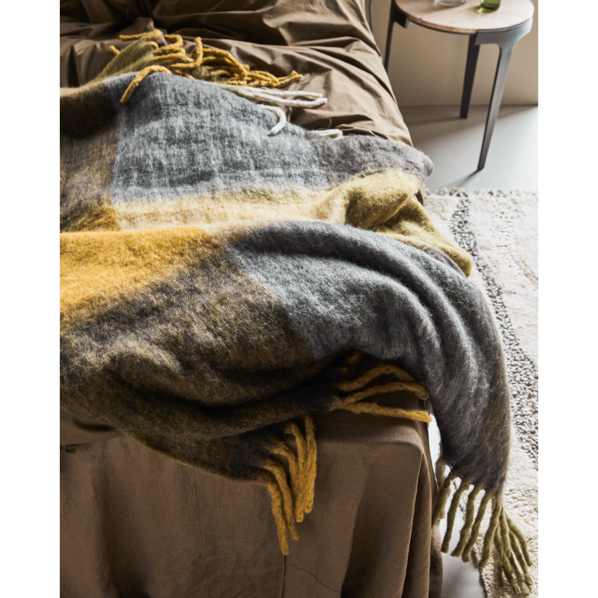 Blanket Throw, Grey Green Yellow,  180x130cm, Kama by House Doctor