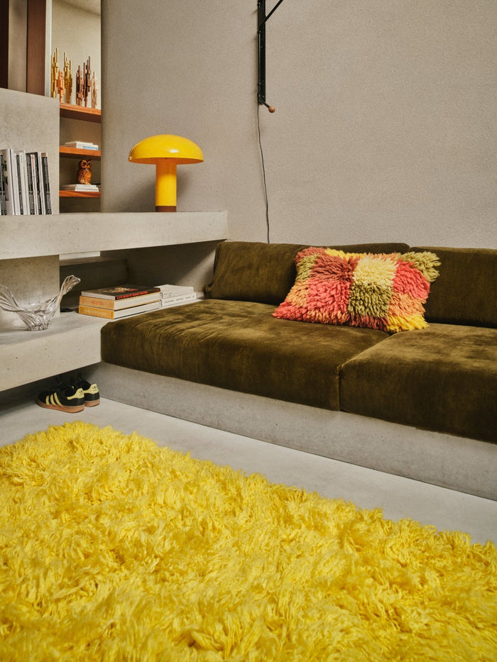 Fluffy, Shaggy Cushion, Multicoloured Wool, HKLIVING