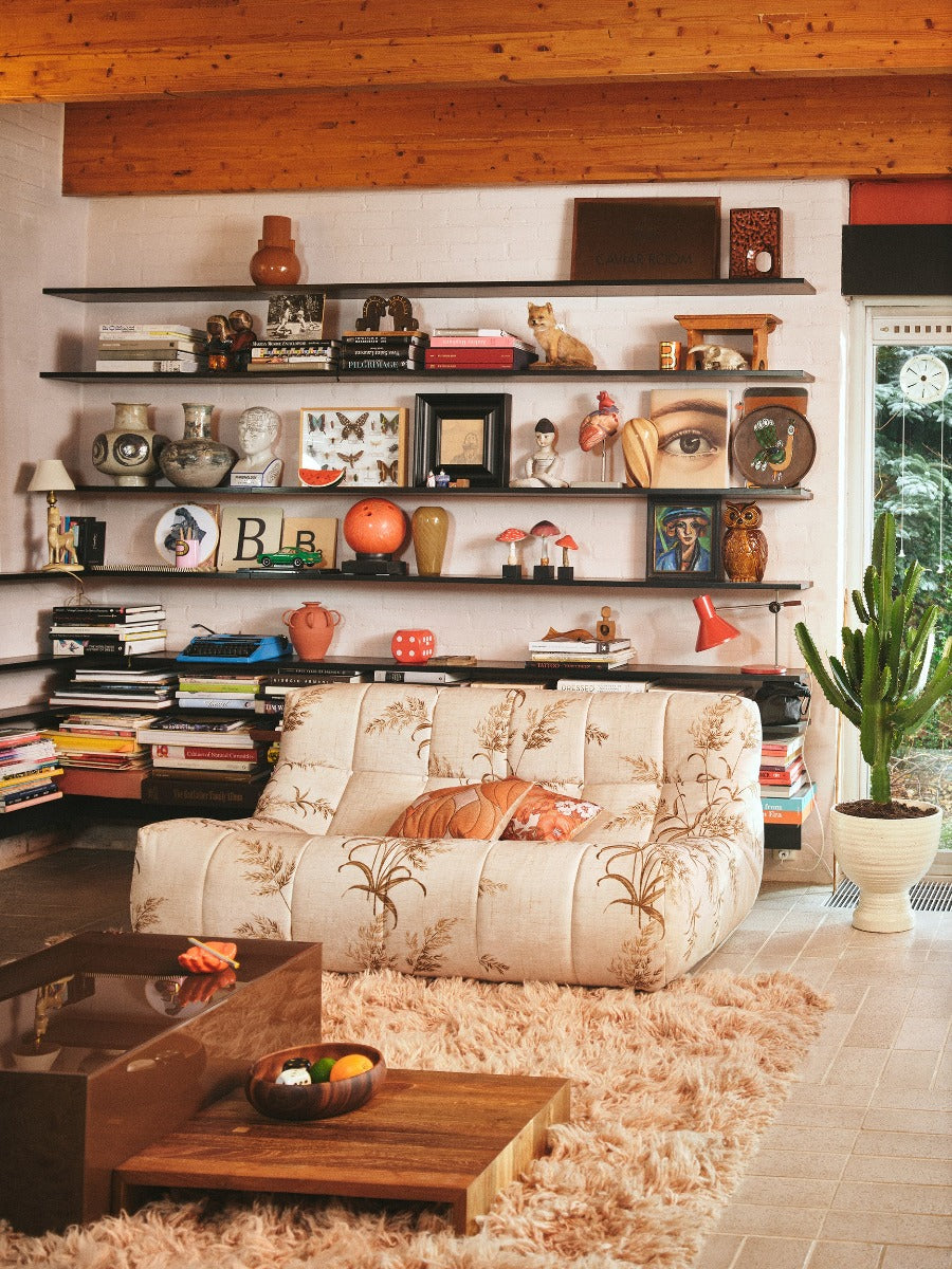 Padded Cushion, Retro Wave, Red, Orange, Beige, HKLIVING