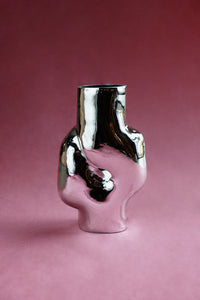 Gleam Glass High Vase – Chrome – Tall Reflective Glass Vase from HKLIVING