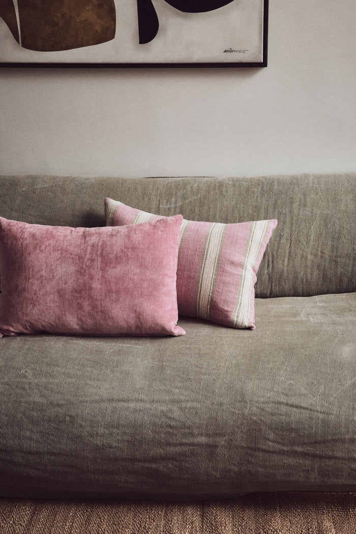 Woven Striped Cushion in Blush by HKLIVING - 60x40cm Soft Linen