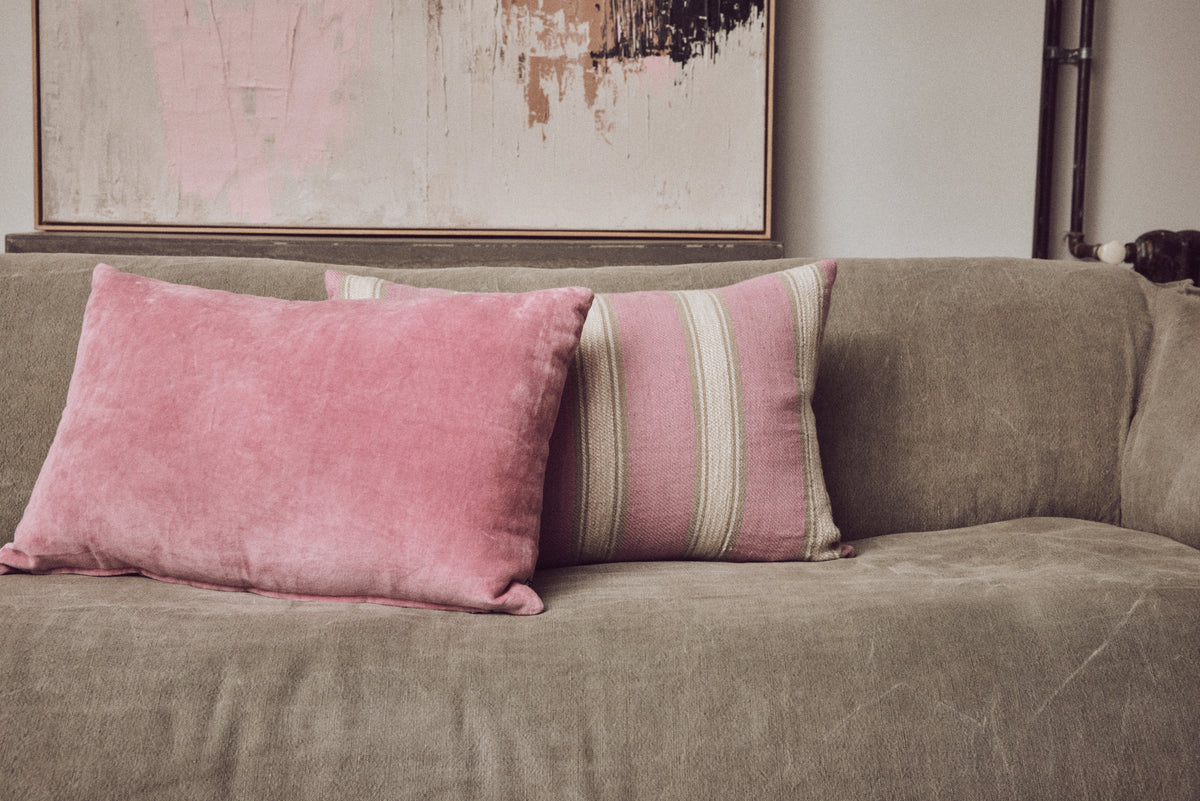Velvet Cushion Rose by HKLIVING - 60x40cm Soft Cotton Velvet