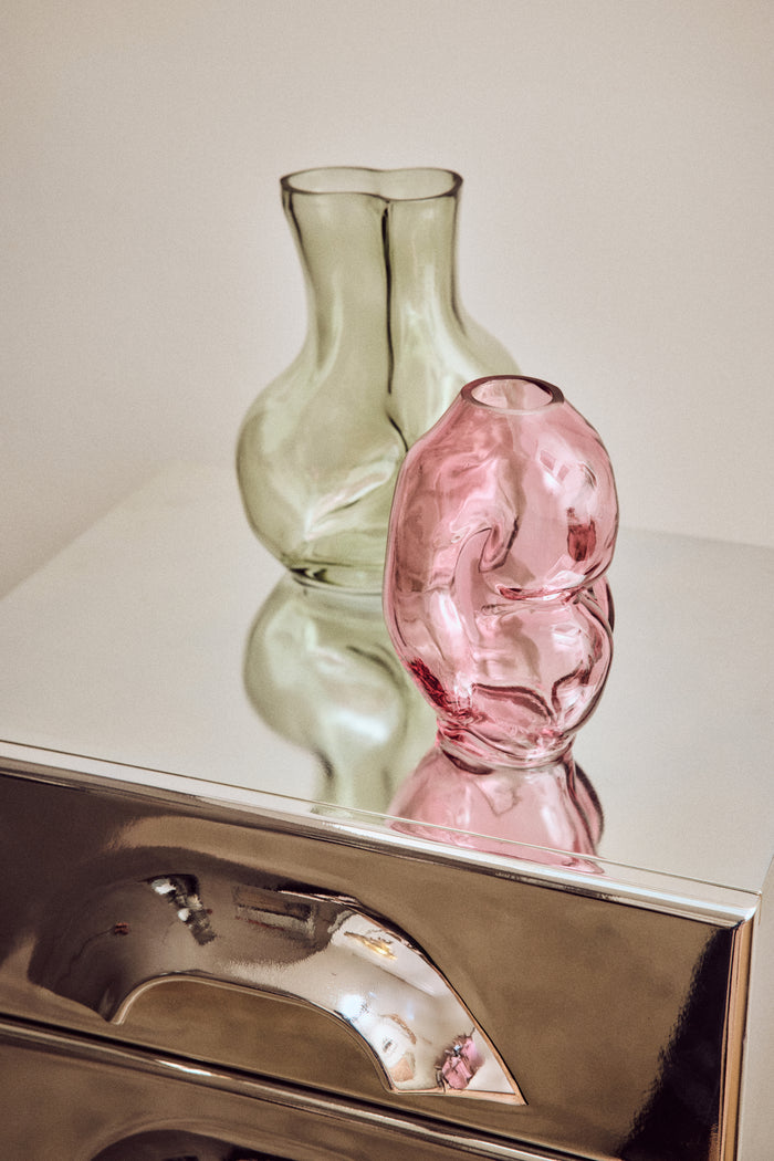 Gleam Glass Small Vase – Rose Pink by HKLIVING (Organic Shape, Hand-Finished)