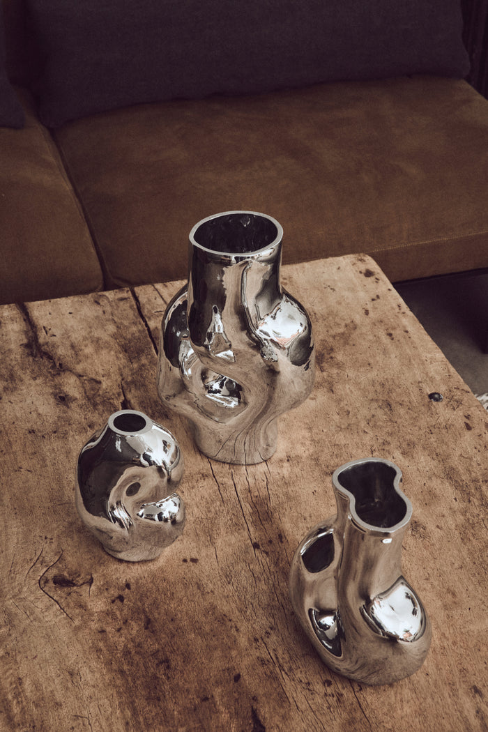 Gleam Glass High Vase – Chrome – Tall Reflective Glass Vase from HKLIVING