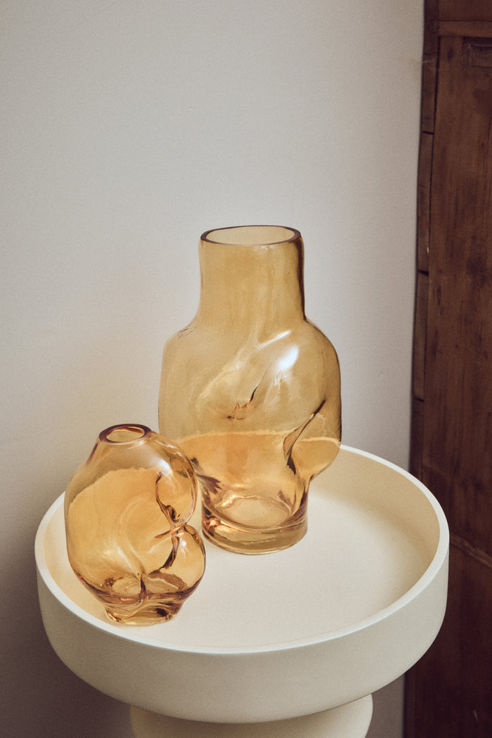 Gleam Glass High Vase – Amber – Tall Amber-Toned Glass Vase
