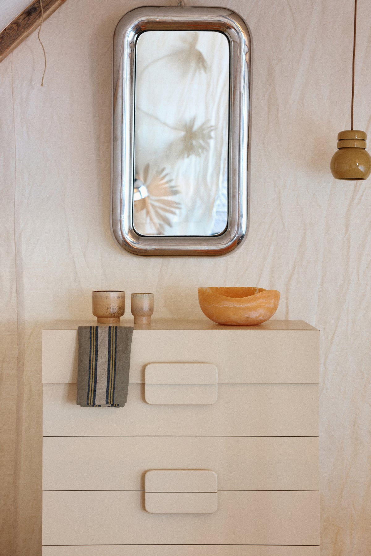 Spacious Drawer Cabinet - Cream Wooden Storage Unit by HKLIVING