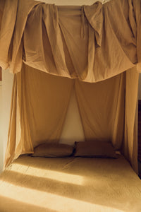 HKLIVING Bed Canopy - Golden Hour Yellow Cotton Draped Canopy (210x190x290cm)