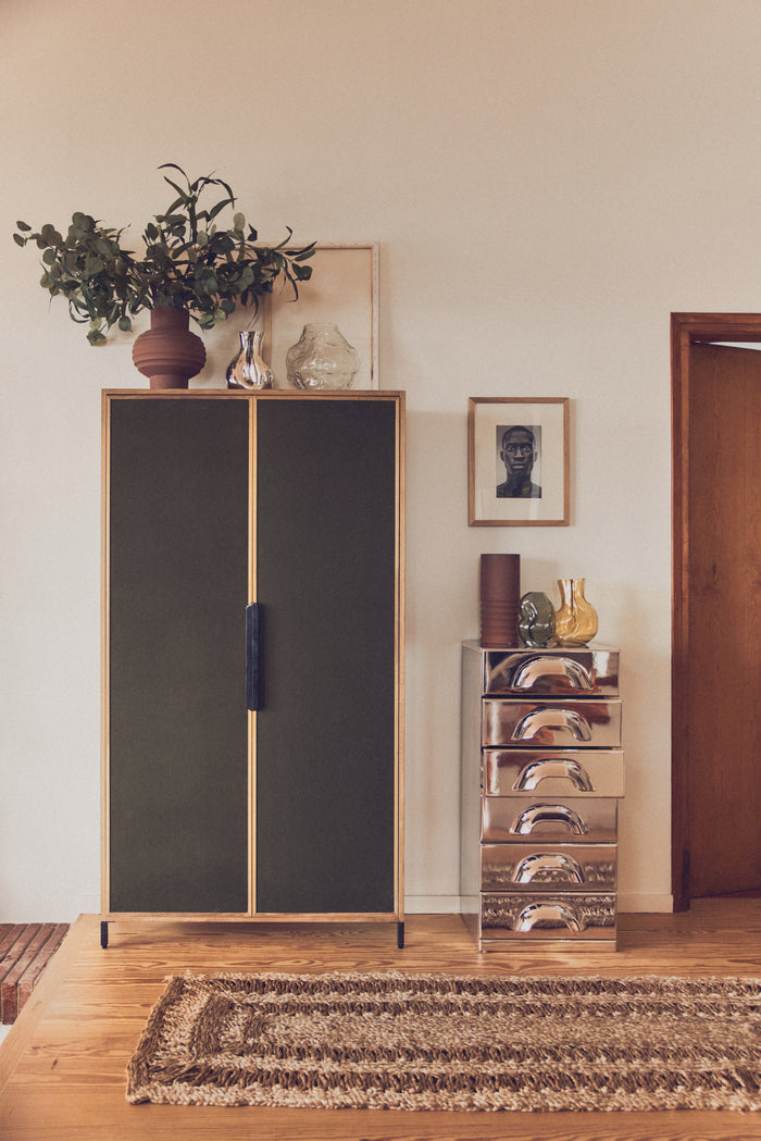 Pioneer Canvas Cupboard - Green Wooden Storage Cabinet with Canvas Doors by HKLIVING