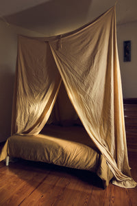 HKLIVING Bed Canopy - Golden Hour Yellow Cotton Draped Canopy (210x190x290cm)