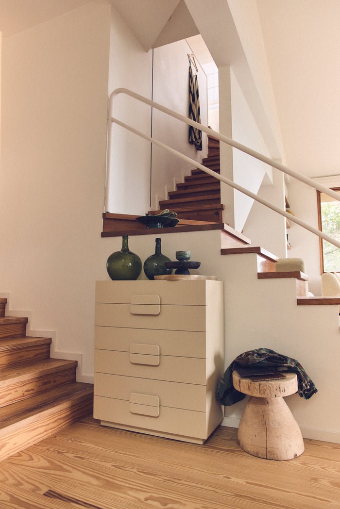 Spacious Drawer Cabinet - Cream Wooden Storage Unit by HKLIVING