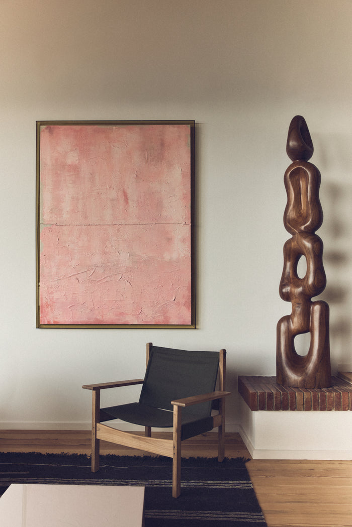 Framed Artwork - Thousand Layers by HKLIVING (127x167cm) - Textured Minimalist Canvas in Pink
