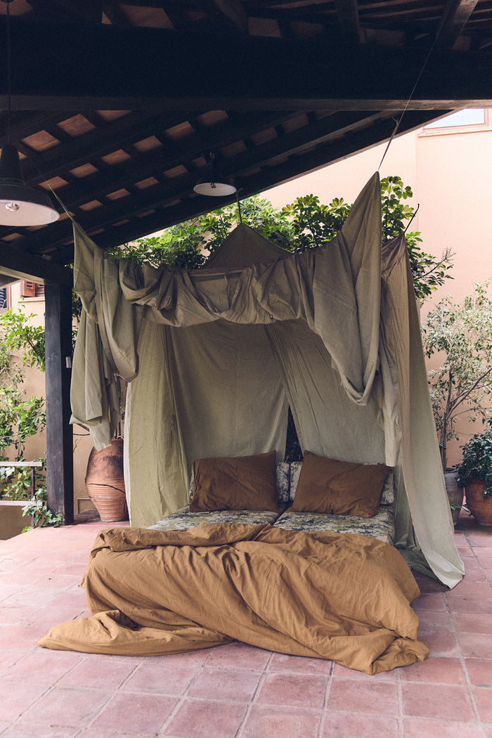 HKLIVING Bed Canopy - Morning Dew Green Cotton Draped Canopy (210x190x290cm)