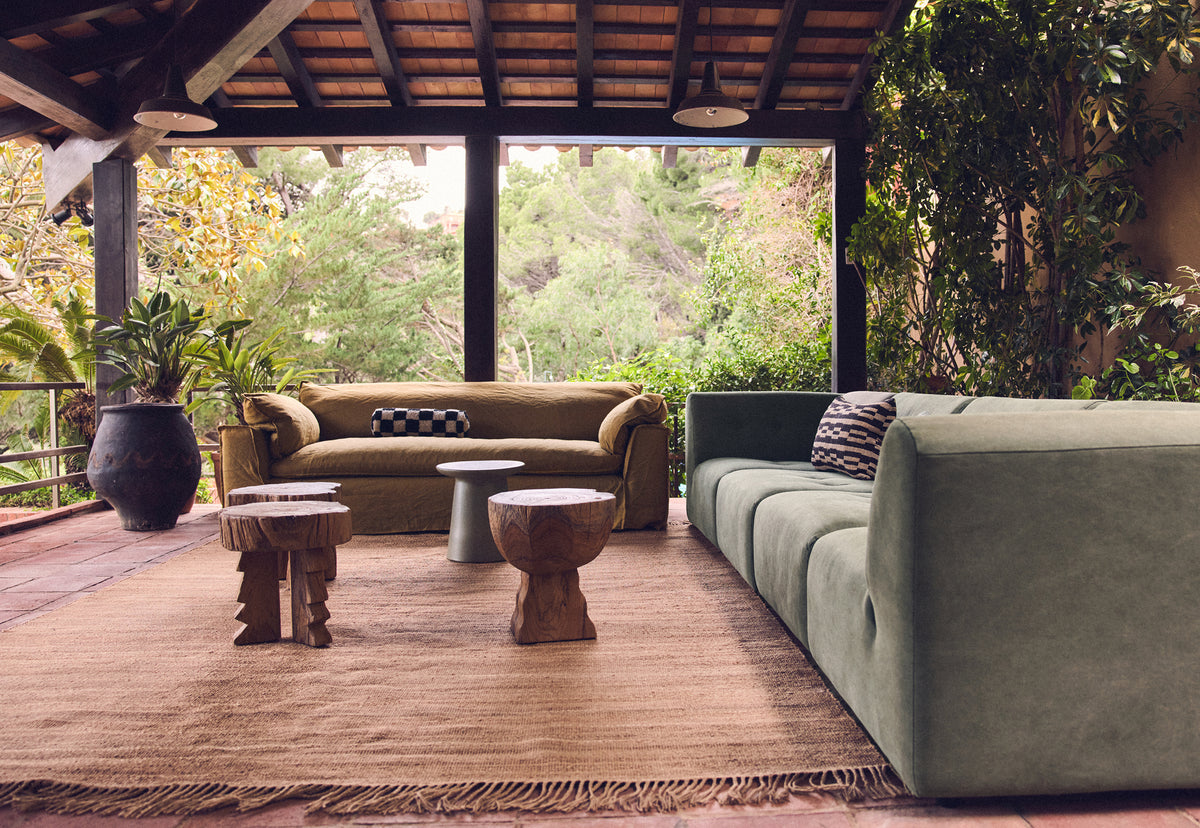 Carved Wooden Stool - Handcrafted Solid Teak Accent Seat by HKLIVING