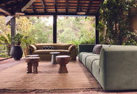 Carved Wooden Stool - Handcrafted Solid Teak Accent Seat by HKLIVING