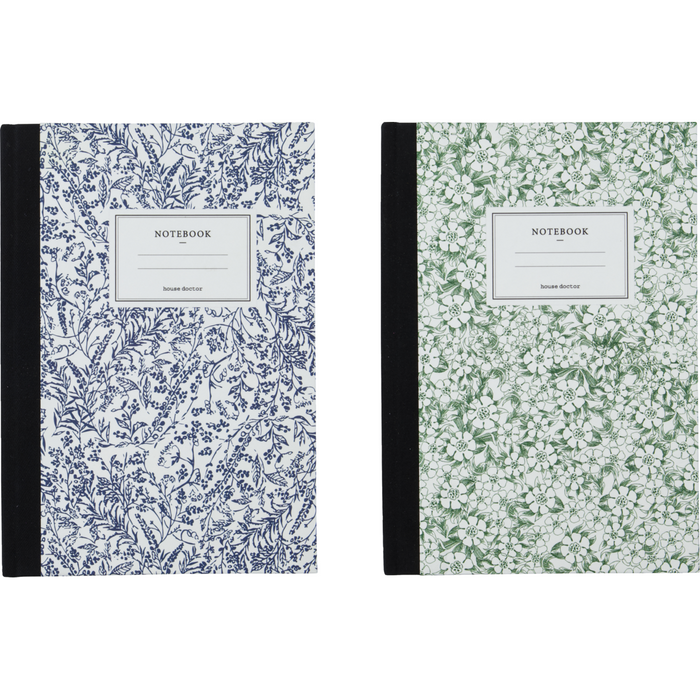 Floral notebook set by House Doctor featuring green and blue covers
