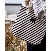 Handmade black and off-white striped tote bag by House Doctor for modern style
