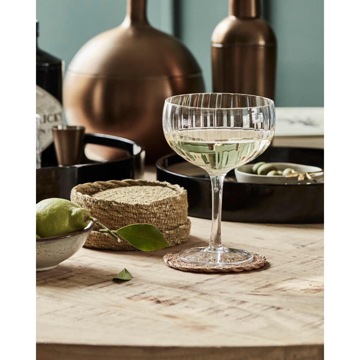 Natural Bamboo Coasters with Holder - Set of 6 by House Doctor