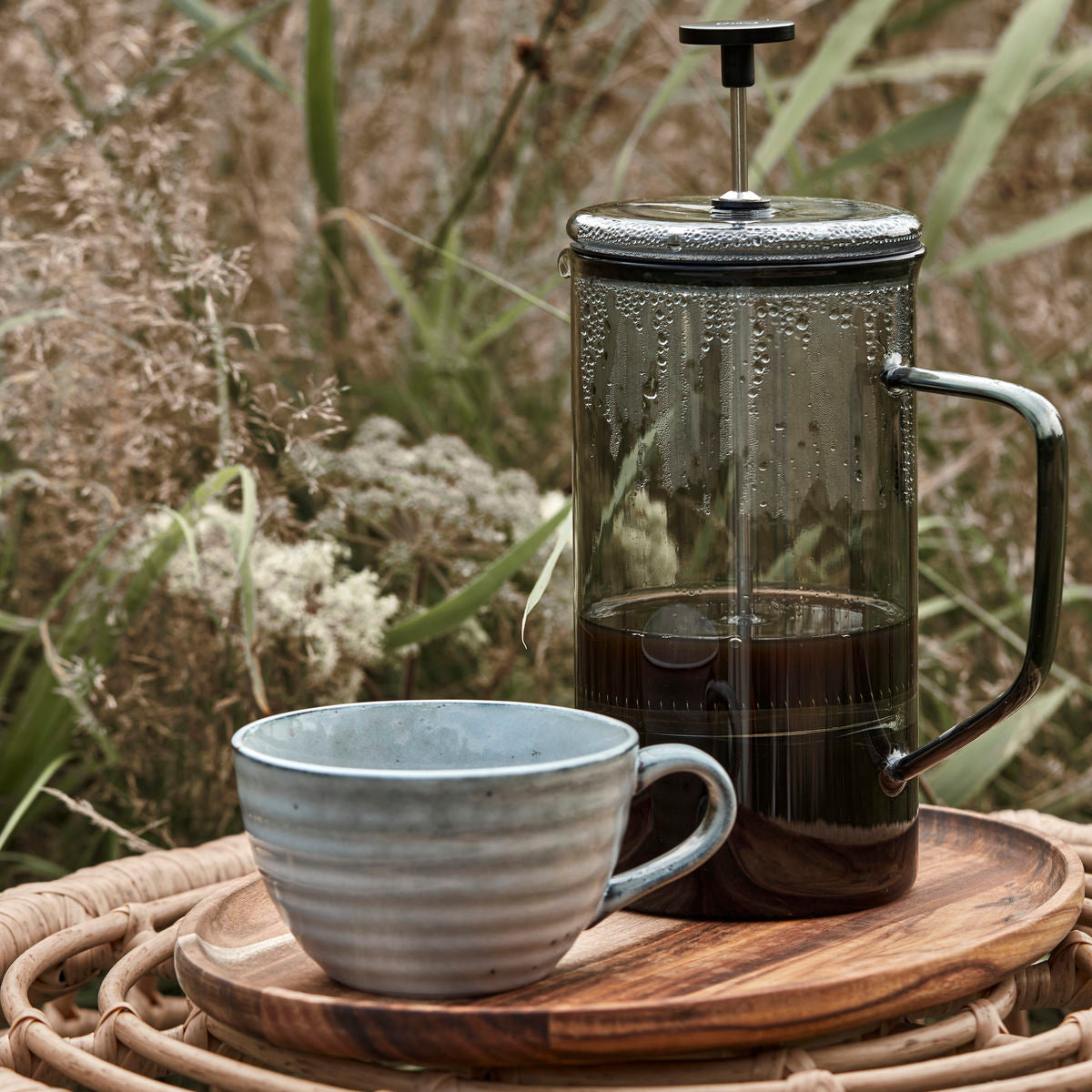Tea Cup, Rustic, Grey/Blue