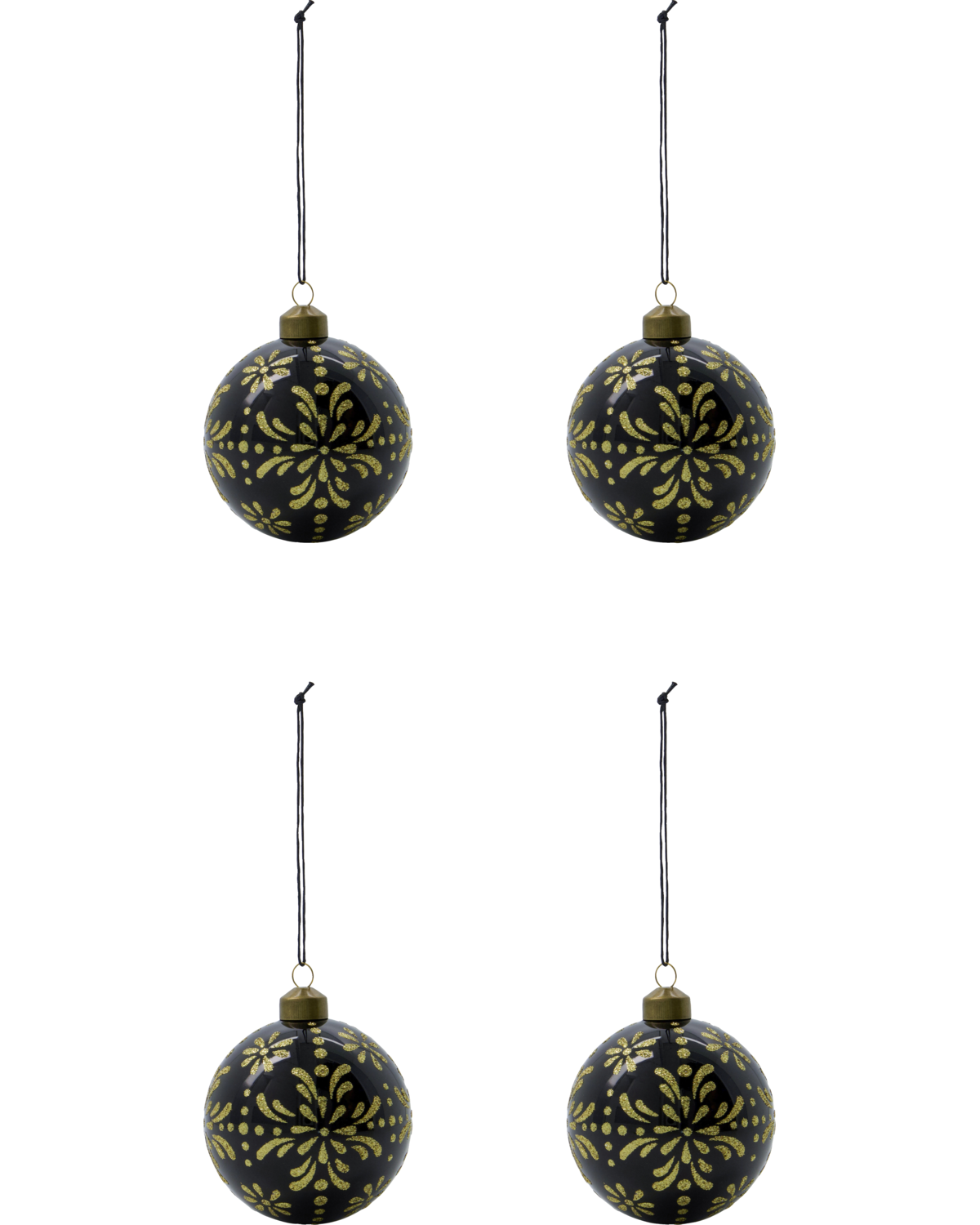 Black & Gold Ornament, Handmade Glass Tree Bauble from House Doctor