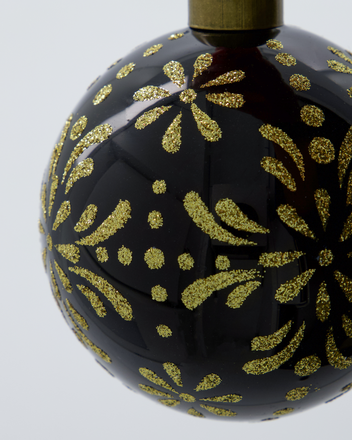 Black & Gold Ornament, Handmade Glass Tree Bauble from House Doctor