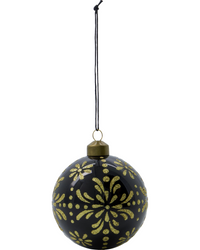 Black & Gold Ornament, Handmade Glass Tree Bauble from House Doctor