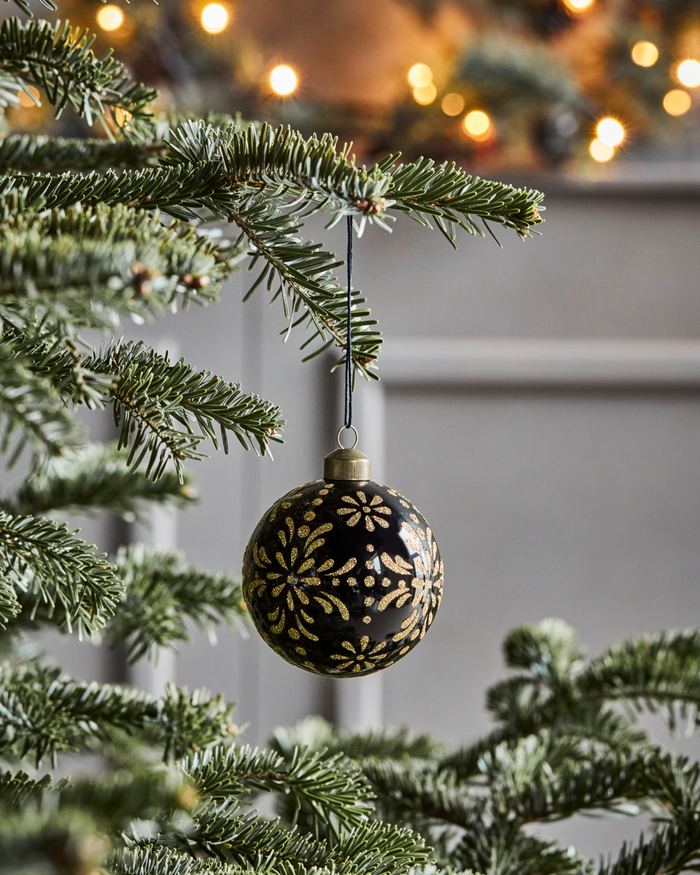 Black & Gold Ornament, Handmade Glass Tree Bauble from House Doctor