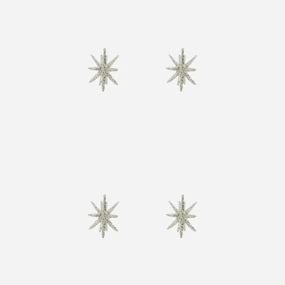 Set of 4 Star Burst Ornament, White Silver or Golden, Handmade Glass Tree Bauble from House Doctor