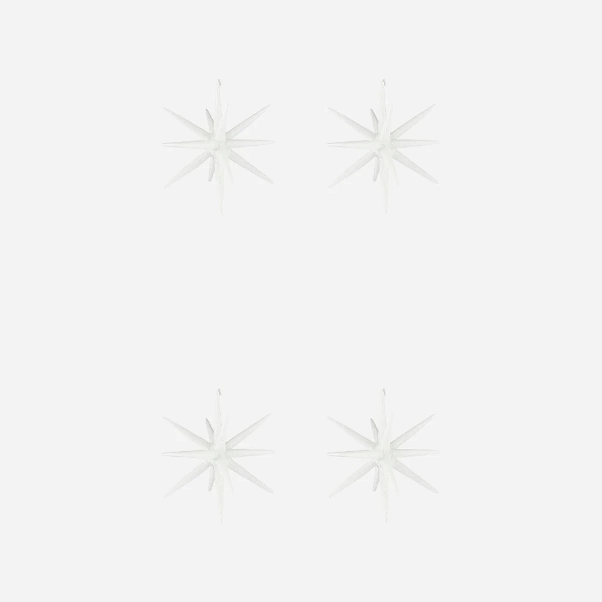 Set of 4 Star Burst Ornament, White Silver or Golden, Handmade Glass Tree Bauble from House Doctor