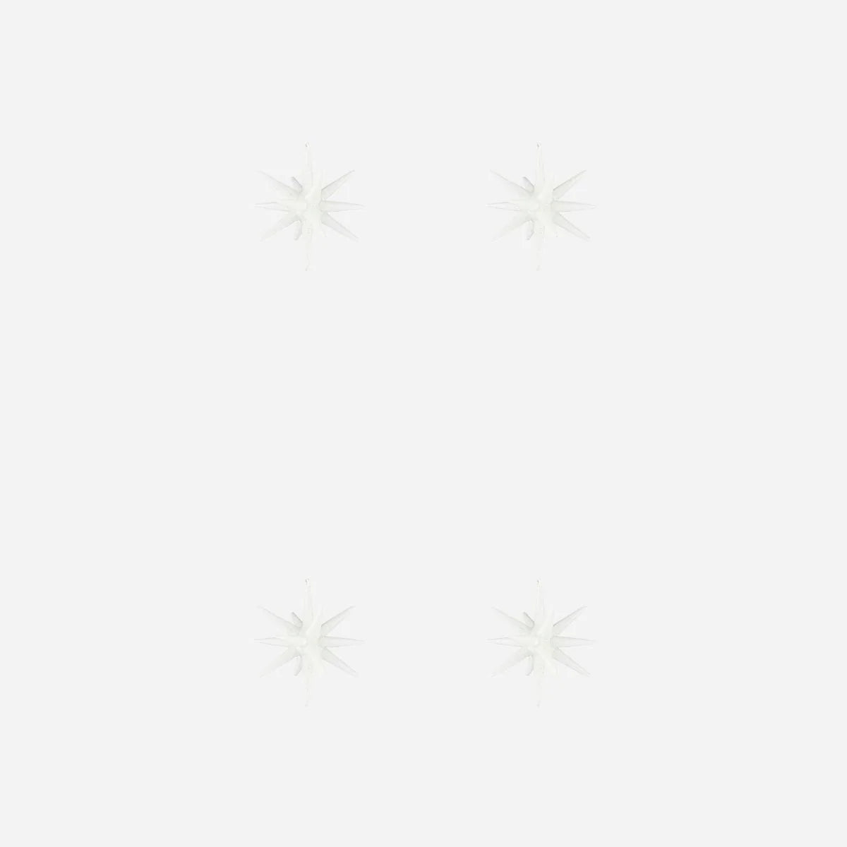 Set of 4 Star Burst Ornament, White Silver or Golden, Handmade Glass Tree Bauble from House Doctor