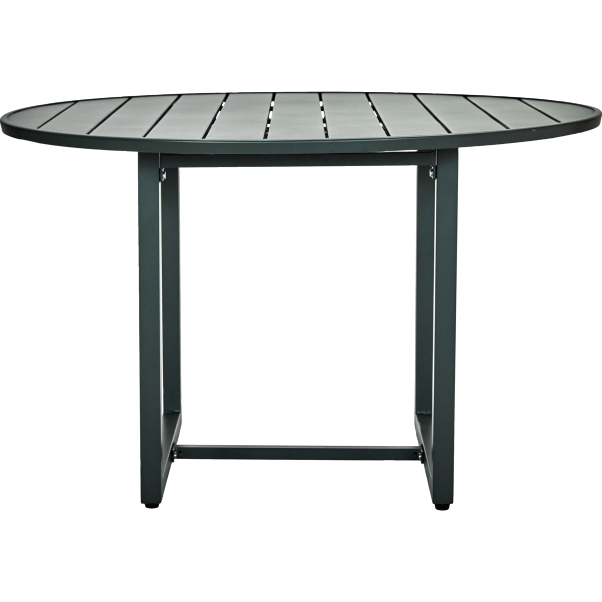 Minimalist 120cm garden table in matte green finish for outdoor dining
