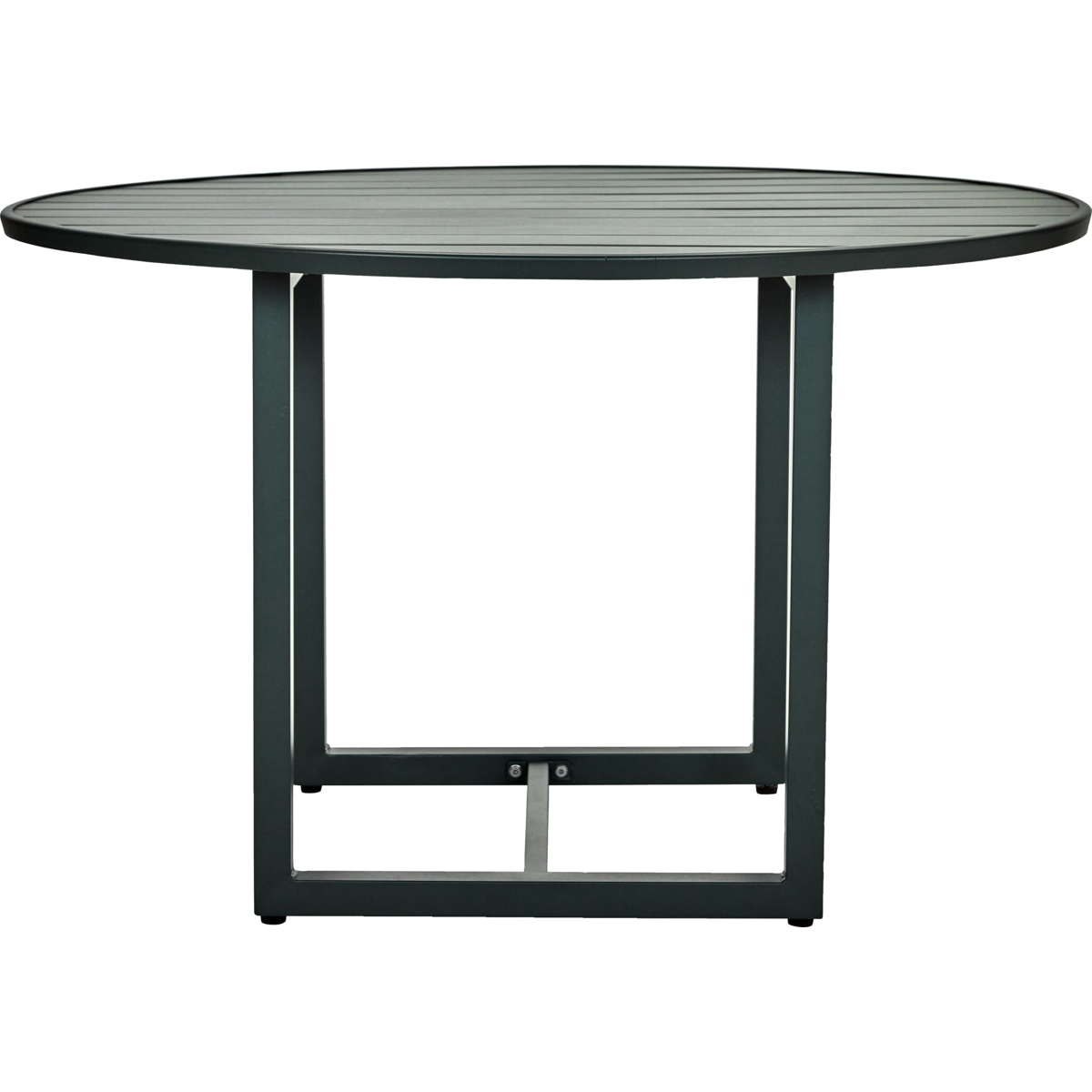 Contemporary round table for outdoor spaces in sleek powder-coated iron