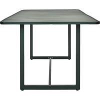 Minimalist rectangular patio table for 6-8 people in deep green powder-coated metal