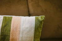 Striped Velvet Cushion, Pink Beige Gold, 60x35cm, Fields by HKLIVING