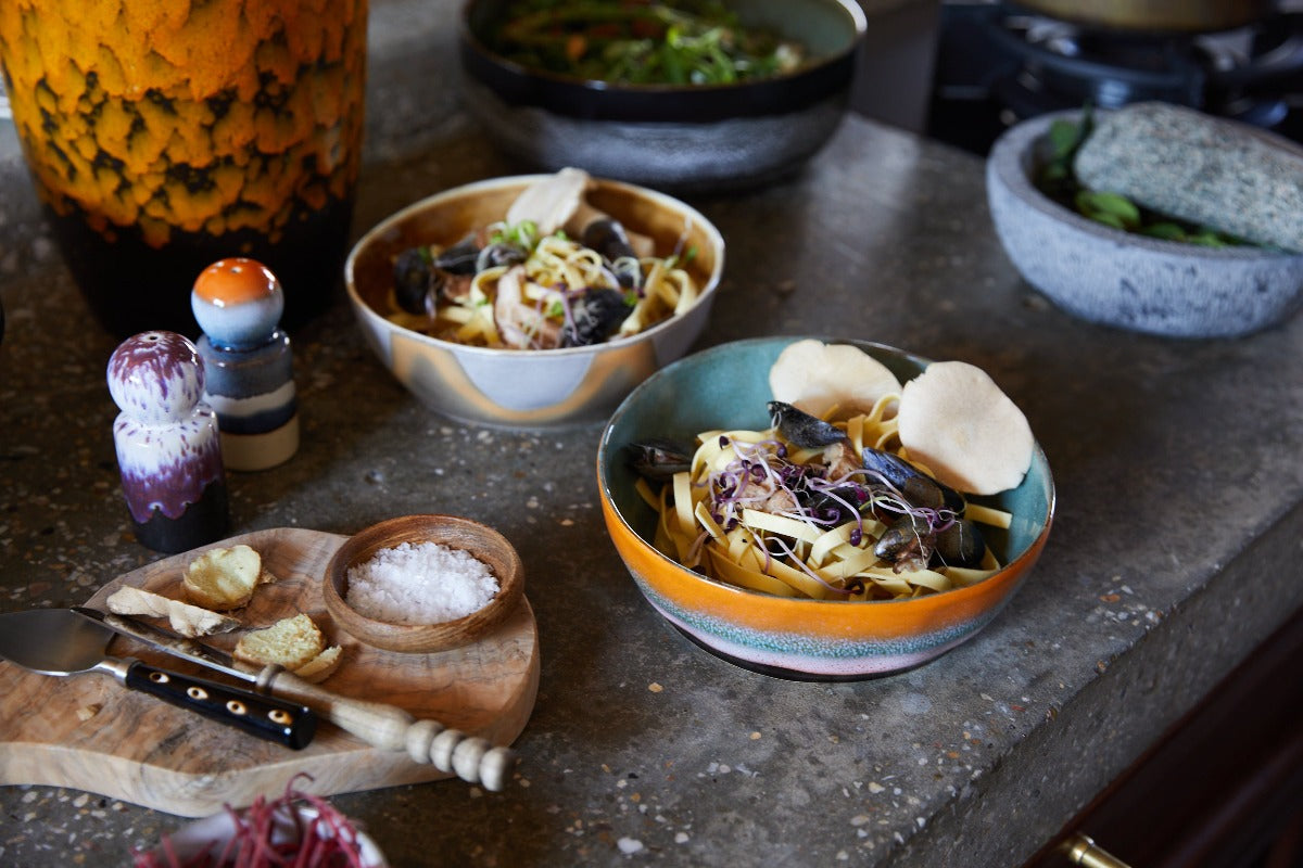 Pasta Bowls, Set of 2, HKLIVING 70s Ceramics, Golden Hour